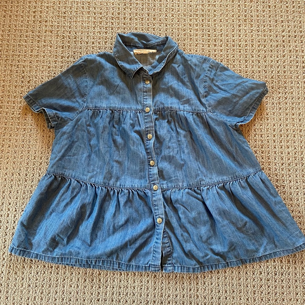 Madewell Denim Tiered Button Down Shirt